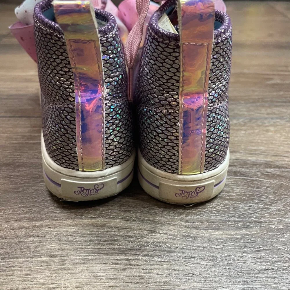 Jojo Siwa Mermaid Shimmer High Top Shoes Girls Sz. 1 Lace Up Sneakers Bow Accent